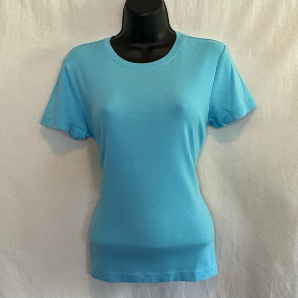 F-7 Eddie Bauer Teal Blue Pullover Short Sleeve Tee Shirt Size M